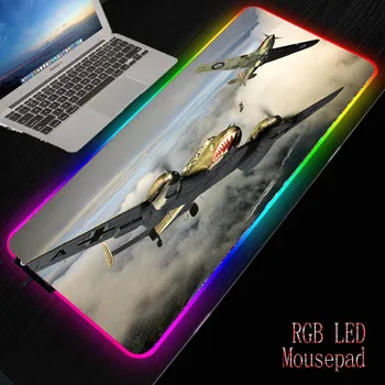 

Aircraft printed RGB XXL Mouse Pad Gamer Led laptop rubber base Mouse Mat with Backlight and normal for Keyboard Desk Mat