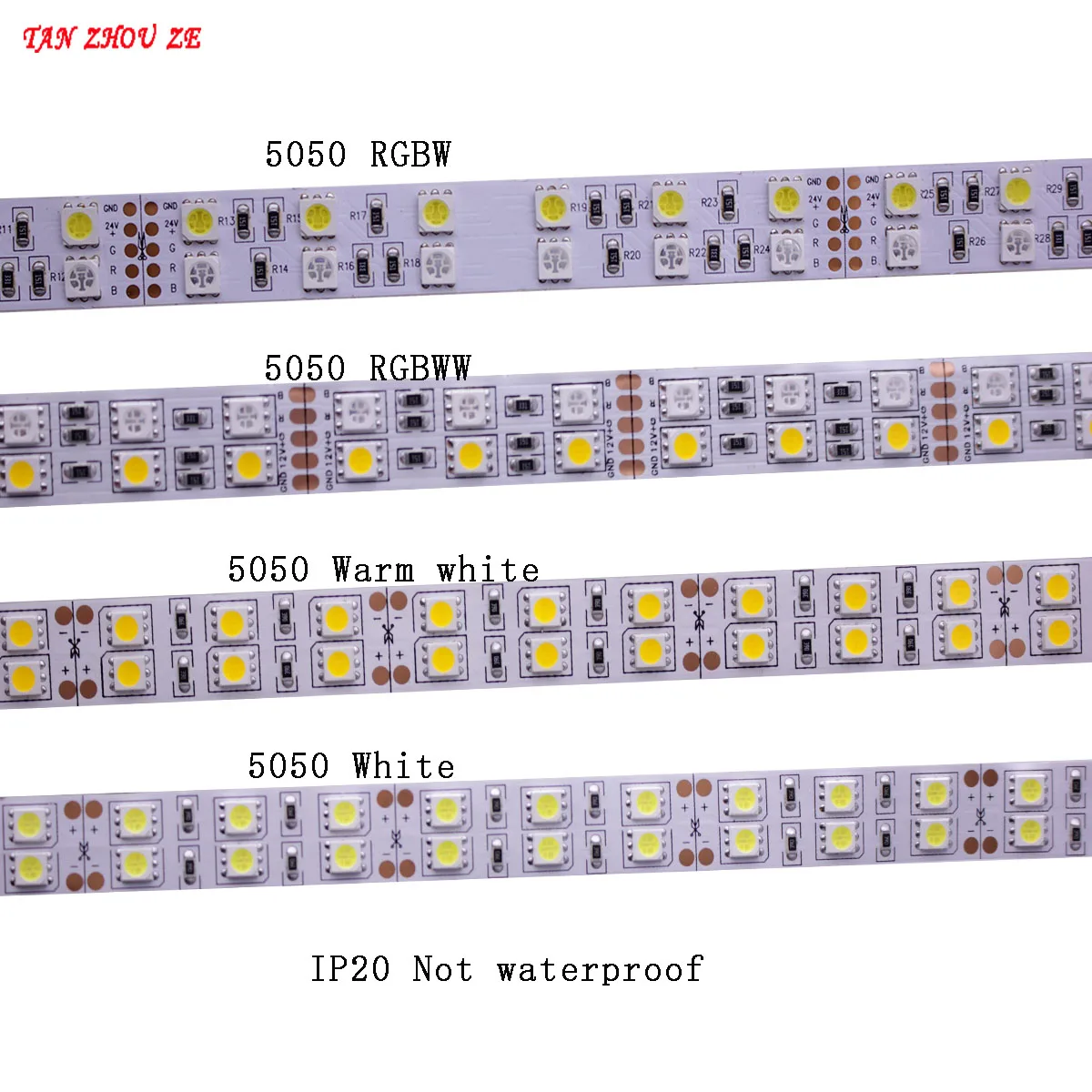 5m dupla fileira ip20 ip67 impermeável 5050