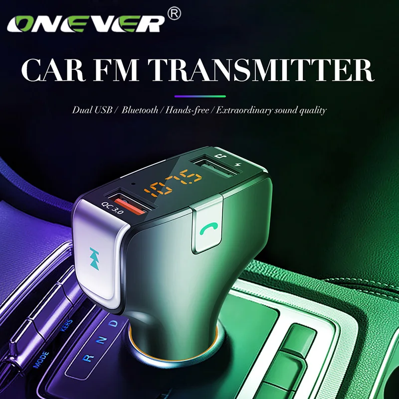 

Onever Quick Charge 3.0 Car Bluetooth FM Transmitter MP3 Player Auto Lighter Dual USB Port Car Charger FM Modulator Handfree NEW