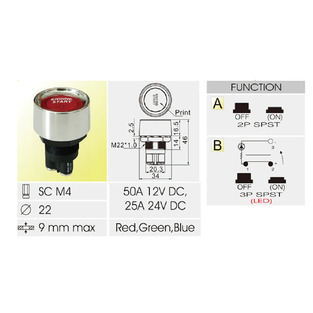 12V 5A LED Car Keyless Engine Start One-button Push Switch Ignition Starter Kits