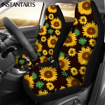 

INSTANTARTS Car Seat Cover Driver Seat Protect Sheet Yellow Sun Flower Printing Cars Protector Case Fashion Interior Place Decor
