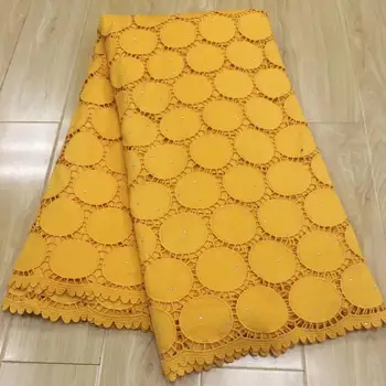 

Gold African Cord Lace Fabric Milk Silk Water Soluble Dress Lace Stones 2019 High Quality Nigerian Guipure Lace 5yards/lot