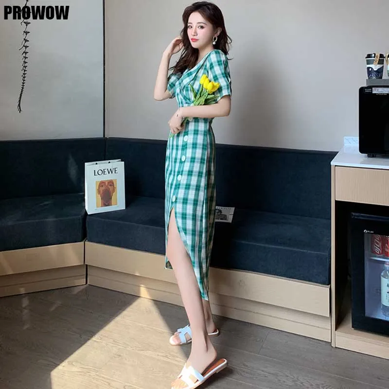 

French Vintage Women Lattice Dress 2020 Summer Fashion Short Sleeve Slim Elegant Dress Female Korean Office Party Holiday Dress