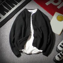 Осенне-зимний мужской свитер, повседневный вязаный свитер на пуговицах с длинным рукавом, мужской кардиган, черная туника, chaqueta hombre