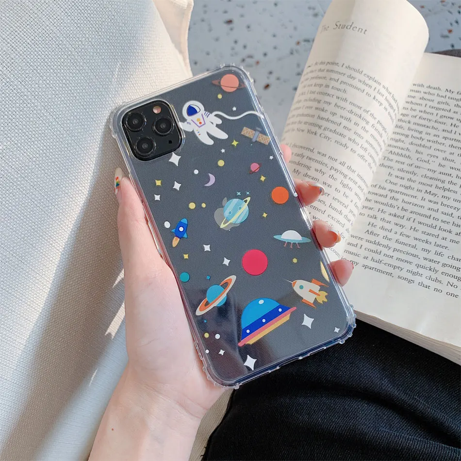 Прозрачный чехол для телефона space planet для iphone 11, чехол для iphone xs max X XR 7 8 Plus, прозрачный мягкий силиконовый чехол с изображением звезды и Луны, Fundas