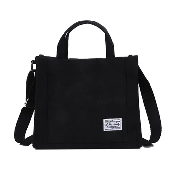 

Women Corduroy Shoulder Bag Stripes Canvas Handbag Casual Tote Crossbody Bag Messenger Bags Ladies' Long Strap Soft Purse