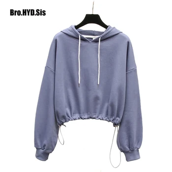 

Fashion Women Hoodies Simple Solid Blue Yellow Cotton Long Sleeve Hooded Sweatshirts Teens Pullovers 2020 Spring New Woman Tops