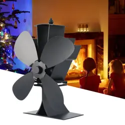 Черный камин 4 лезвия Вентилятор для печи, работающий от тепловой энергии Komin древесных бревен горелки Эко-дружественных тихий дом