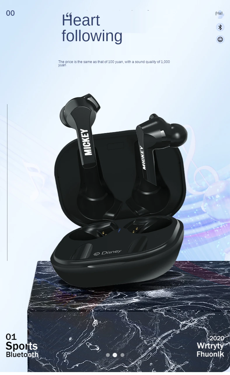 Disney fone de ouvido bluetooth com marca