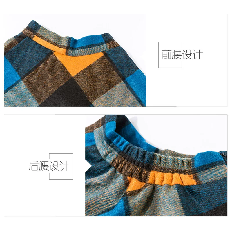 Autumn and Winter Plus Size 4XL New Fashion Casual Female Woolen Lattice Plaid Grid a-Line Maxi Skirts for Womens