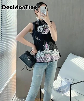 

2020 embroidery qipao chinese traditional tang suit chinese style qipao top oriental female cheongsam traditional chinese top