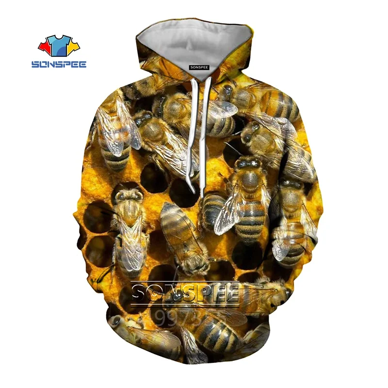 SONSPEE bees/осенние модные толстовки для мальчиков и девочек-подростков с 3D принтом; Толстовка для отдыха; уличная одежда; Топ; пуловер для детей; C164