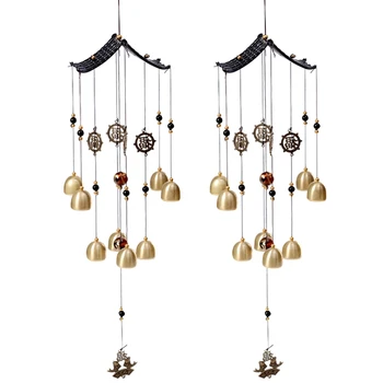 

Wind Chimes Courtyard Antique Amazing Garden Copper Bells Wind Chimes Ornaments Sailboat and Blessing Pendants