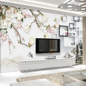 

Custom Photo Wallpaper Magnolia Flower Chinese Style 3D Bedroom Living Room TV Background Mural Wall Papers Home Decor Modern