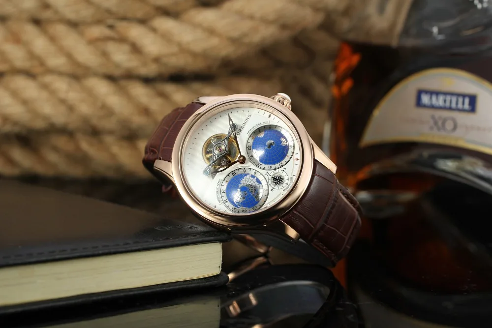 Forsining Earth Real Tourbillion многомерные Дизайнерские мужские часы Топ бренд Роскошные модные повседневные автоматические часы