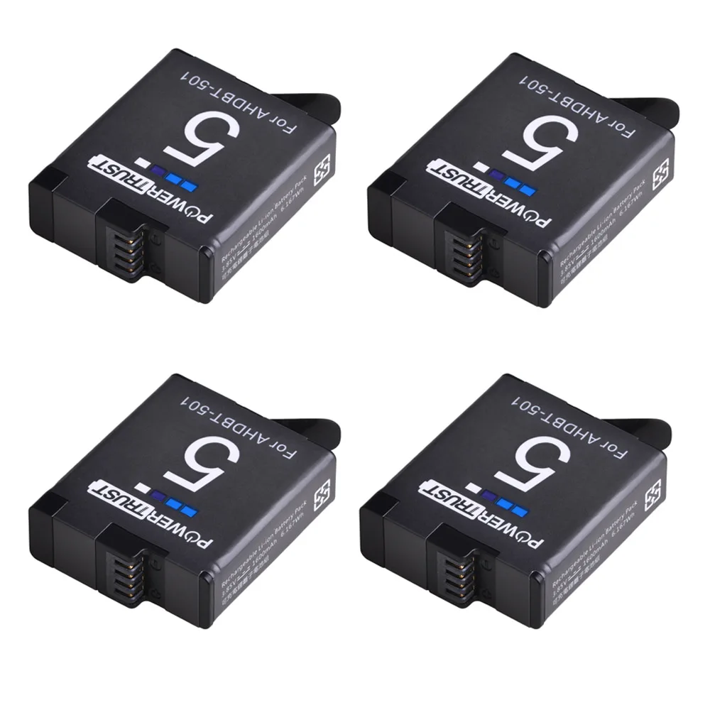 PowerTrust Аккумулятор для GoPro hero 8 hero 7 hero 6 hero 5 черный аккумулятор+ USB тройное зарядное устройство с портом type C для GoPro hero 7 6 8