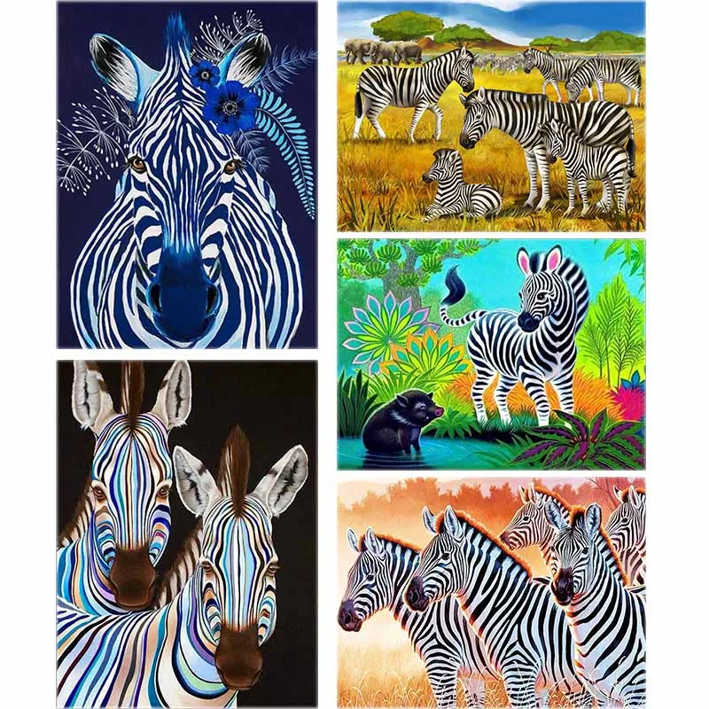 

3D Cartoon Diamond Painting Zebra Animal Full Square 5d Diy Diamond Embroidery Forest Stripe Cross Crystal Home Decor Gift B11