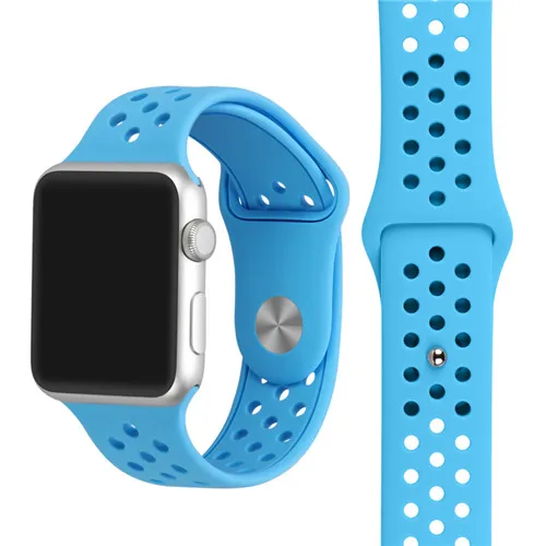 Спортивный ремешок для apple watch pulseira apple watch 4 3 5 ремешок 44 мм/40 мм iwatch 2/1 42 мм/38 мм силиконовый браслет ремень correa - Цвет ремешка: blue