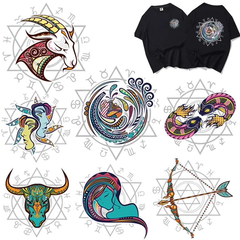 

diy patch Iron on Transfers constellation applique badge iron on stickers patches on Clothing iron on vinyl transfer  
