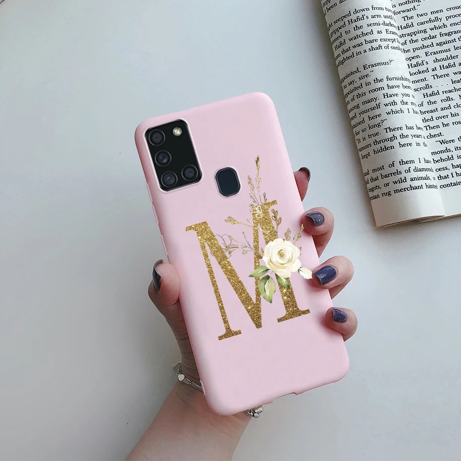 Cute Letter Silicone Soft Phone Case Cover for Samsung Galaxy A21s, 6.5'' Coque s