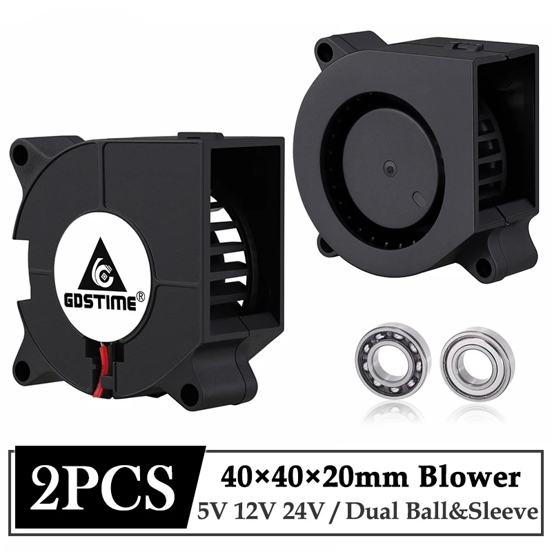 Gdstime-ventilador de Refrigeração para Impressora 3d Rolamento de Esferas Duplo Turbo Refrigerador 4cm 5v 12v 24v 40 mm 40 mm x 40 mm x 20 mm Pcs Lot