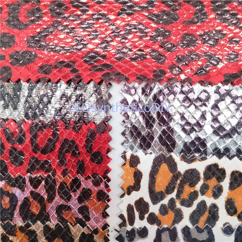 91x134cm Leopard Printed Faux Leather Fabric, Synthetic Leather Fabric, PU Leather Fabric for Bows DIY accessories P38