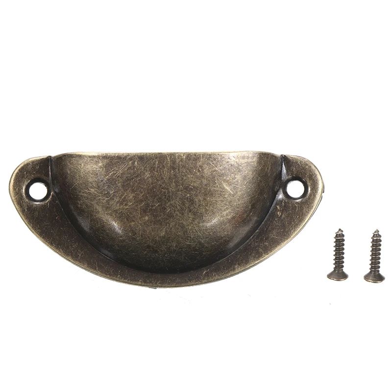 24 Pcs/set 4Colors Antique Iron Shell Cup Pull Handle Vintage Shell Drawer Pull Knob Handle for Kitchen Drawer Cabinet Door Home