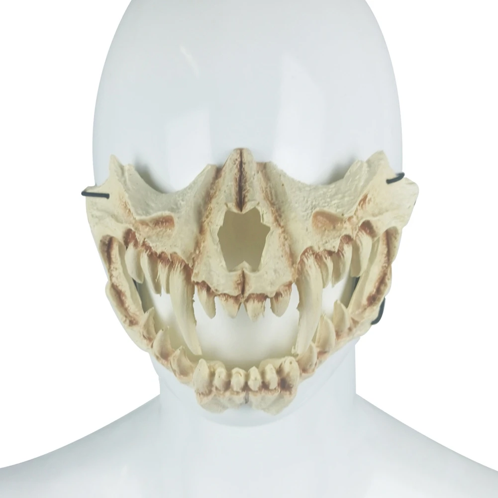 Adult Children Halloween Carnival Pu Foam Japanese Style Skeleton Animal Bone Mask Fierce Tiger Half Face Party Bar Masks | Дом и сад