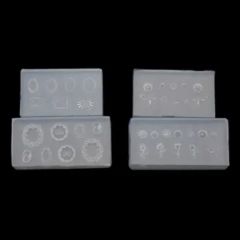 

2Pcs Mini Leaves Flower 3D Silicone Clear Mold Button Embossed Frame Nail Carving Mold Nail Art Templates Maincure Tools