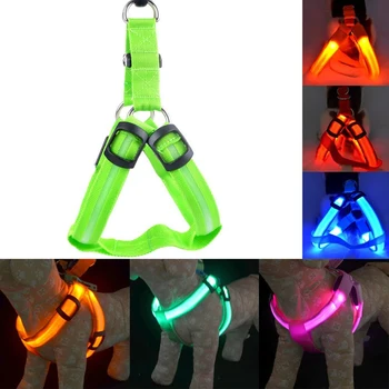 

Nylon Pet Safety LED Harness Dog Product Flashing Light Harness LED Dog Harness Leash Rope Belt LED Dog Collar Vest (F)