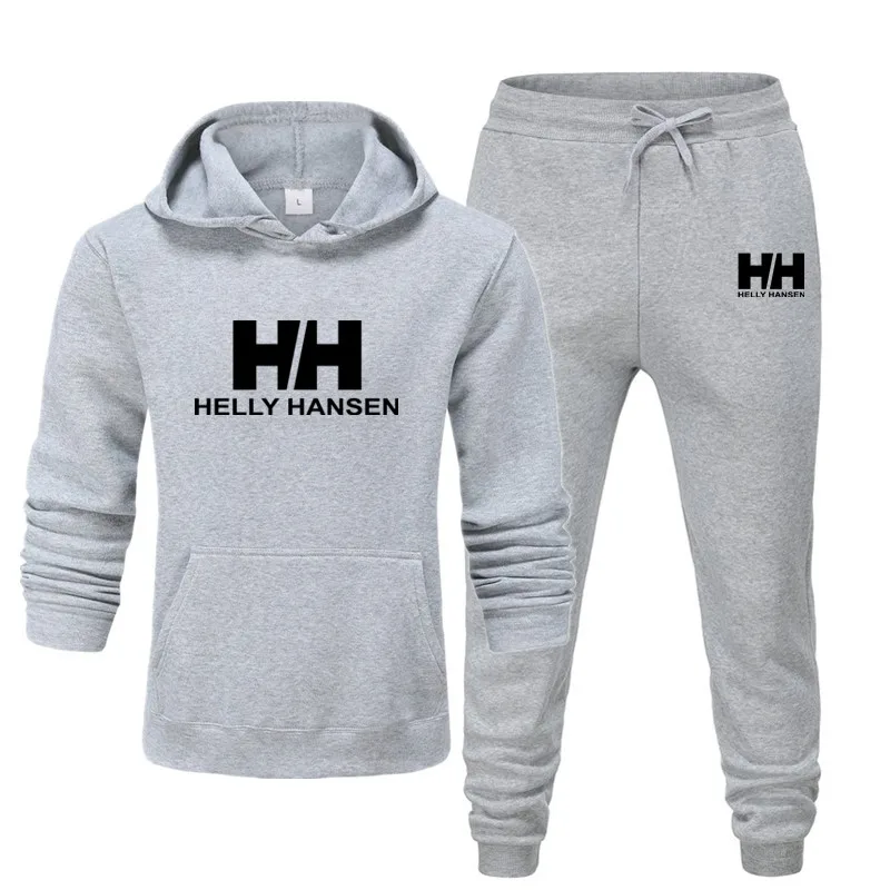 MensSportswear, хлопковые толстовки, тренировочные штаны, спортивный костюм для бега, удобная модная одежда большого размера, многоцветная печать, новинка - Цвет: Gray