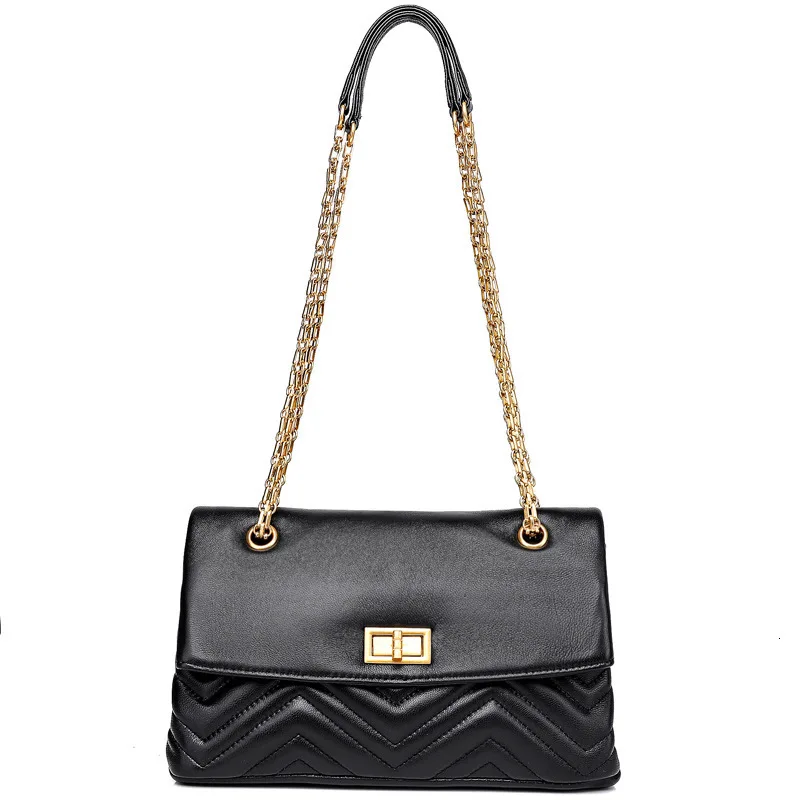 

High Archives Sheepskin Wave V Grain Chain Package Woman Diagonal Genuine Leather Single Shoulder Will Capacity Woman Package