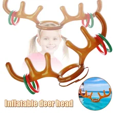 Inflatable Deer Head Ring Christmas Decoration Animal Headpiece Throwing Ring Toy Xmas Game BM88