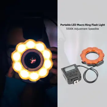 

LED 5500K Macro Ring Speedlite Flash Light with Adapter Ring Speedlite for DSLR Left and Right Flash Present Stereoscopic Sense