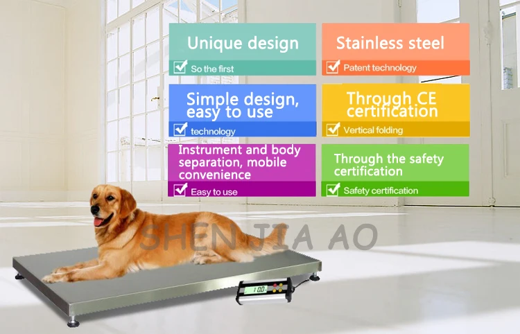 Pet Weight Scale 150kg/50g Stainless Steel Pet Electronic Scale Pet Dog Weight E