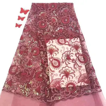 

Sequins Lace Fabric High Quality Wedding African French Lace Fabric Embroidery African Sequins Lace Fabirc 5yards PGC2105B-1