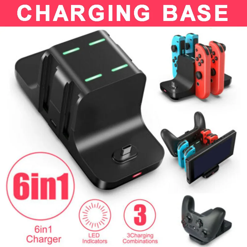 

6-in-1 Charging Dock Station Stand Charger Console Handle For Nintendo Switch For Joy-con Pro Handle Bracket Games Accessories