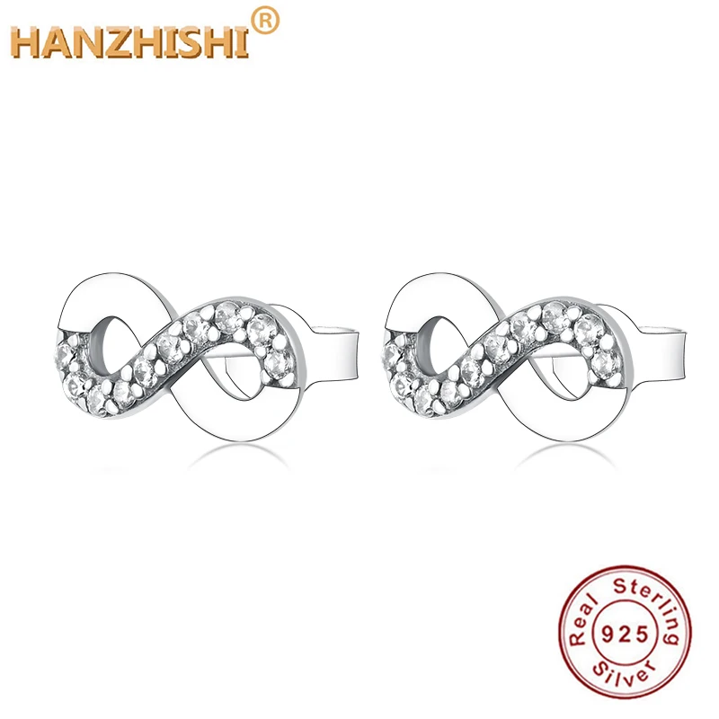 

Fashion 925 Sterling Silver Infinity Stud Earrings for Women Lovely Simple Stud Earring for Girl