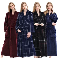 Зимний теплый халат, женская одежда для сна, фланелевый отложной воротник, на шнуровке, с длинными рукавами, домашняя одежда, банный халат для подружки невесты, Badjas