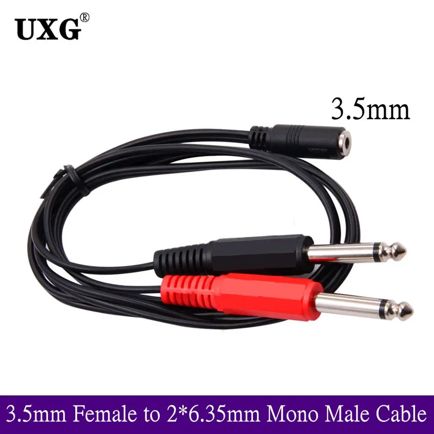 

High Quality 3.5mm 1/8 inch TRS Stereo Female Jack to Dual 1/4 6.35mm Male Plug Mono TS Right Angle Audio Y Splitter Cable 1.5M