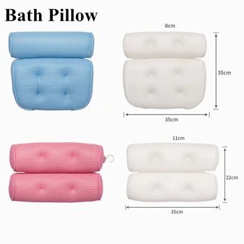 

Breathable 3D Mesh Spa Bath Pillow with 6/4pcs Suction Cups Neck Back Support Spa Pillow Bathroom Accersories   