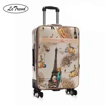 

LeTrend Tower pattern Rolling Luggage Spinner password Trolley 28 inch large capacity Suitcase Wheels 20 inch Cabin Travel Bags
