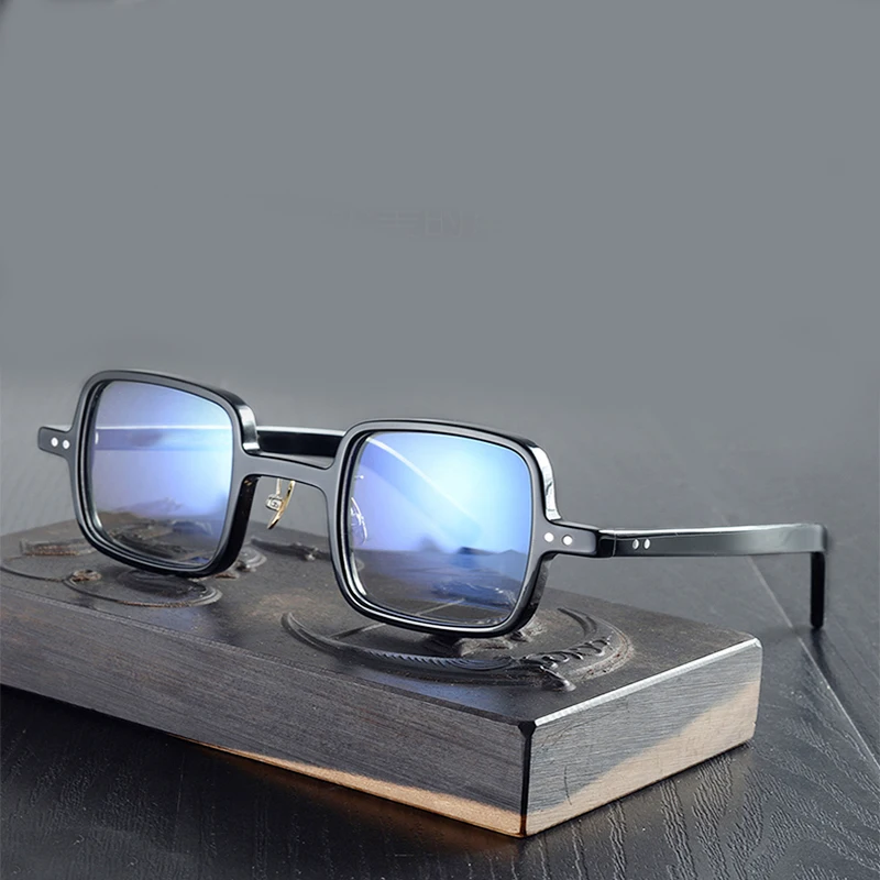 

Handmade glasses frame small square retro frame without nose pads myopia glasses