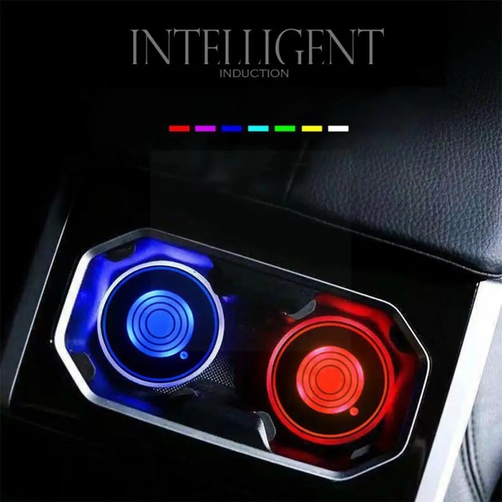 Universal LED Car Cup Holder RGB Light Mat Pad Drink Decoration Colorful Interior Coaster Atmosphere Y9L5 | Автомобили и