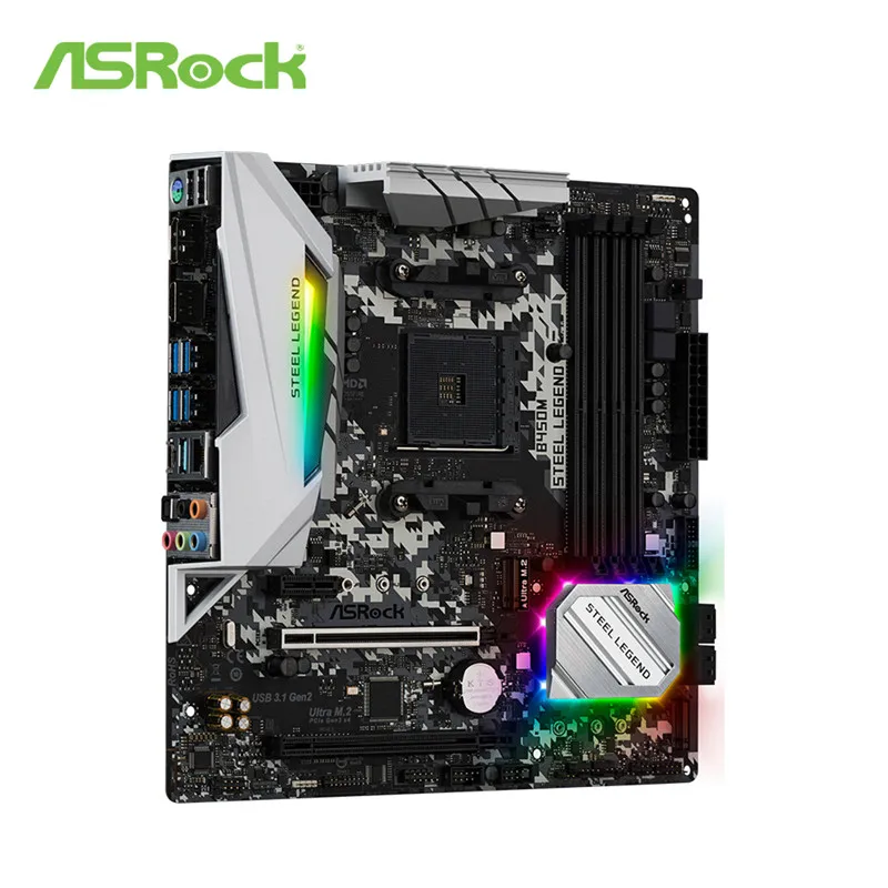ASROCK/Материнская плата ASRock B450M steel Legend AMD AM4 DR4 3533+(OC) 3000G 3500X 3600X