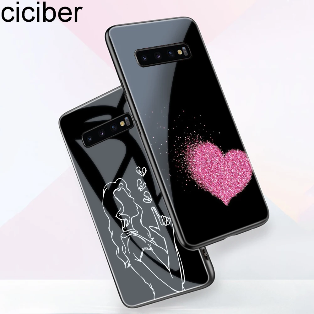 Чехол для телефона ciciber для samsung Galaxy S10 S9 S8 S7 Note 10 9 8 Plus S10e S10+ чехол из закаленного стекла с краями и цветочным принтом в виде Королевского сердца