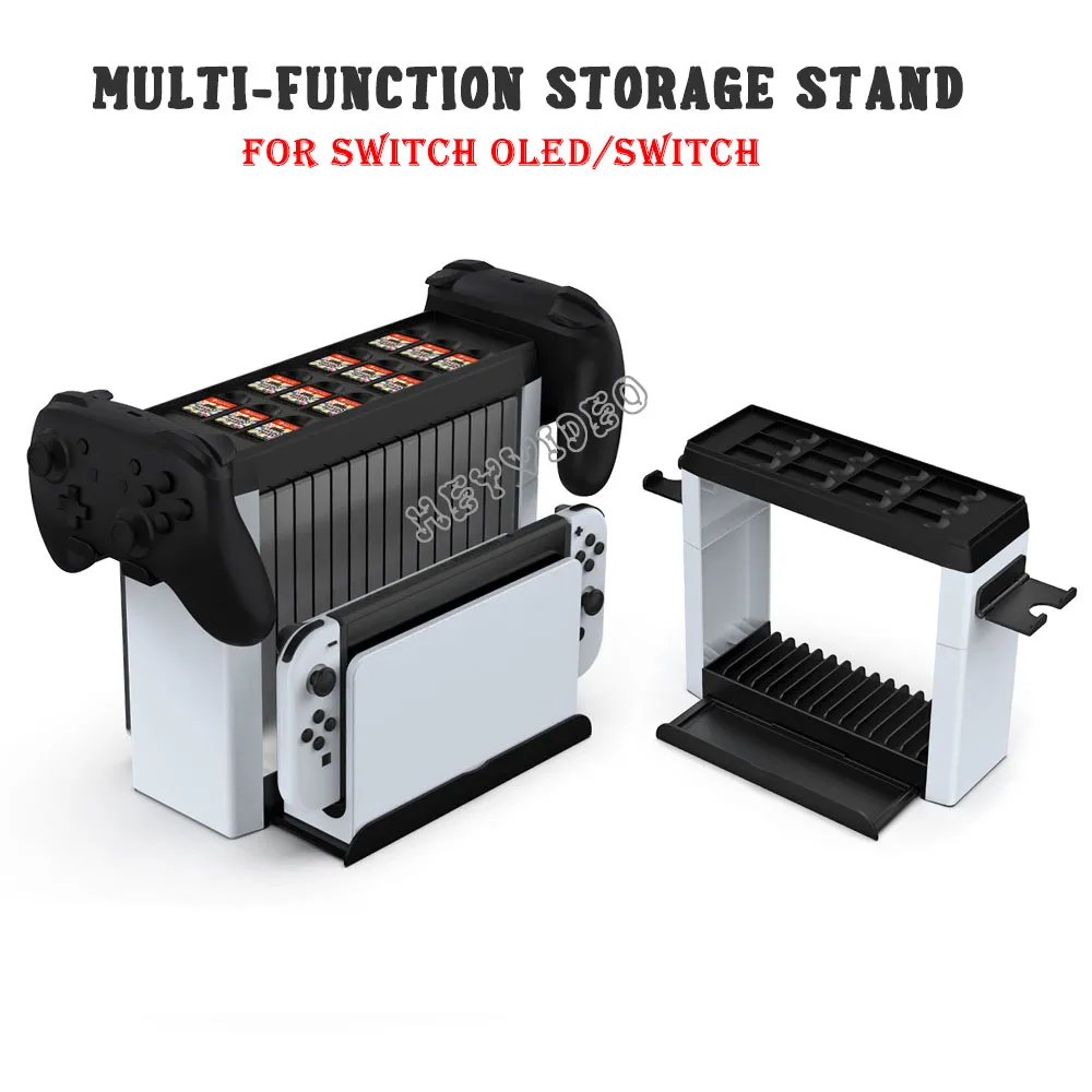 For Nintendo Switch OLED Storage Bracket Multi-function Stand Storage 15Games Disc 12 Game Cards Holder Console Stand for Switch - ANKUX Tech Co., Ltd
