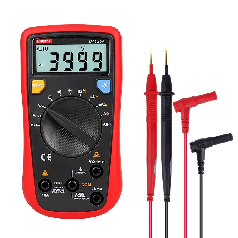UNI-T UT136A мультиметр Цифровой Профессиональный AC/DC Вольтметр цифровой амперметр непрерывность тест напряжения вольтметр с индикатором
