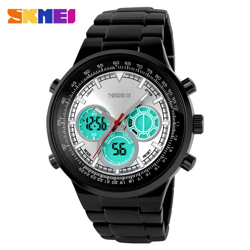 

Skmei Dual Display Men Steel Belt Diving Quartz Watch Multi-functional Male STUDENT'S Electronic Sports Watch 1031