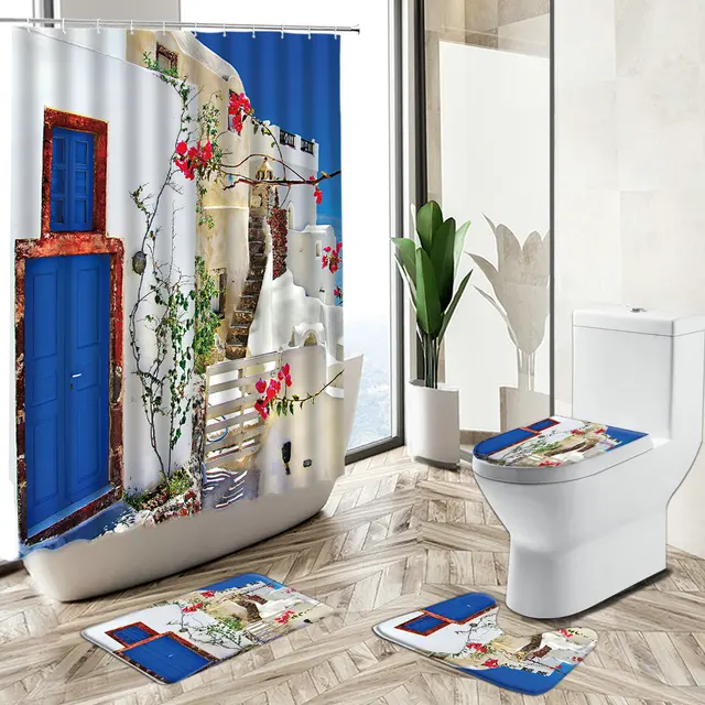 컨트리 타운 아키텍처: 편안하고 현대적인 화장실 세트